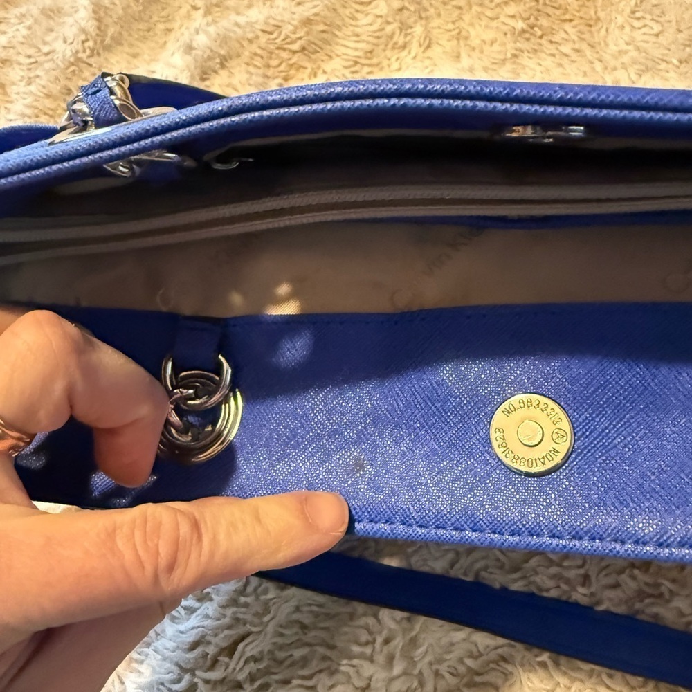 Calvin Klein Hayden Saffiano Leather Tote Royal Blue - Picture 7 of 8